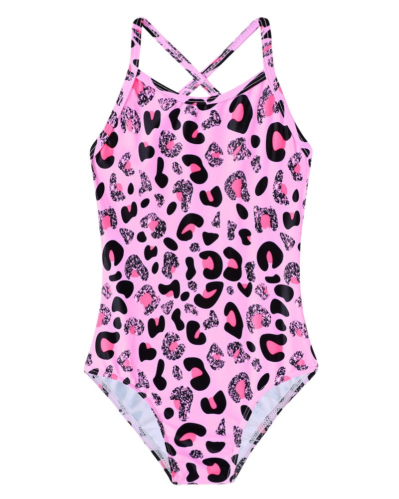 Ghteas Kids Swimsuits Cute Bathing Suits Little Girls Swimsuit Cute One Piece Swimsuit Beach Swimwear Swimsuits for Girls 10 9 Pink Leopard - Image 1