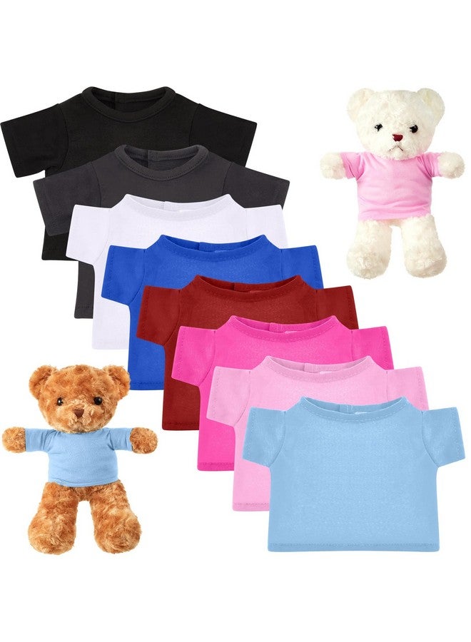 Jecery Jecery 8 Pcs Colorful Bear Clothes Tee Shirt Fit 14-18 Inches Bears Sublimation Stuffed Cute Tiny DIY Toy Make Your Own Plush Doll(Dark)  - Image 1