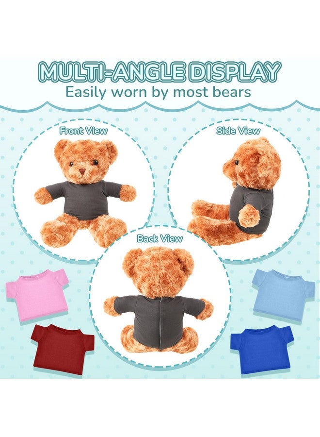 Jecery Jecery 8 Pcs Colorful Bear Clothes Tee Shirt Fit 14-18 Inches Bears Sublimation Stuffed Cute Tiny DIY Toy Make Your Own Plush Doll(Dark)  - Image 3