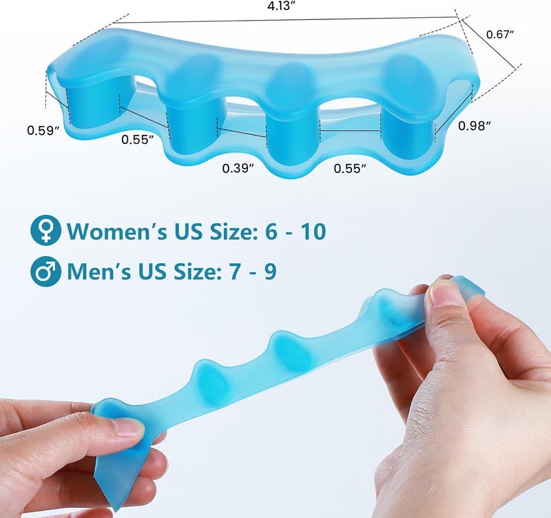 SEFLICA Toe Bunion Corrector Toe Separators For Feet | 5 Holes Silicon High Elastic Toe Straightener | Hammer Hallux Valgus Corrector Pain Relief | Achilles Stretcher - Blue (One Size) (Blue) - Image 2