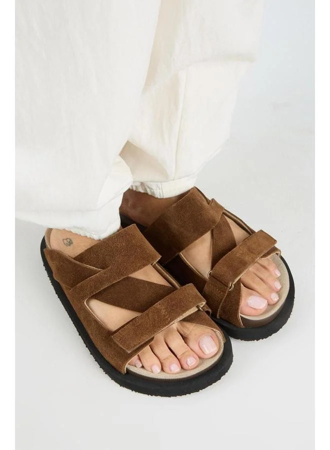 Manijero  Elifi Women's Real Leather Strap Hook-and-Loop Taba Slippers. for Women | Best Price UAE