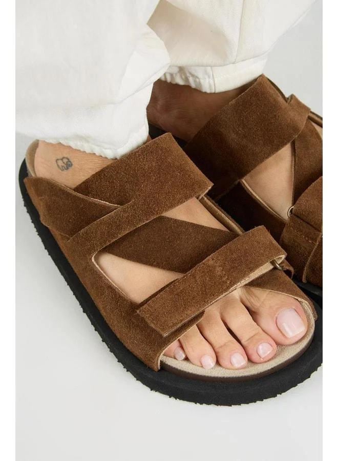 Manijero  Elifi Women's Real Leather Strap Hook-and-Loop Taba Slippers. for Women | Best Price UAE