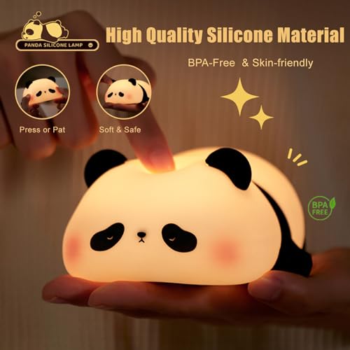 AGEK Panda Night Light for Kids, Cute Panda Lamp Silicone Nursery Night Light Bedroom Nightlights USB Rechargeable Bedside Lamp for Baby Children Toddlers Women Teen Girls Breastfeeding Gift - Image 4