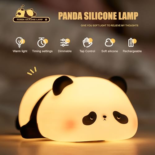 AGEK Panda Night Light for Kids, Cute Panda Lamp Silicone Nursery Night Light Bedroom Nightlights USB Rechargeable Bedside Lamp for Baby Children Toddlers Women Teen Girls Breastfeeding Gift - Image 2