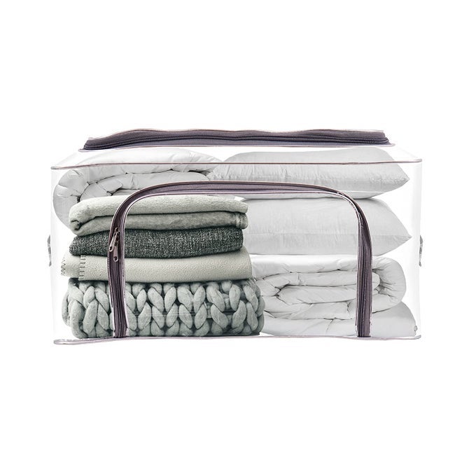 2 PIECE TRANSPARENT STORAGE ORGANIZER FOR CLOTHESEASY ACCESSIBLE ZIP COVERS FOR WARDROBE CLOTHORGANIZER BAG FOR SAREESBEDSHEETSBLANKETSSHIRTSJEANSTOYSTSHIRTSBOOKSQUILT52 LITRE