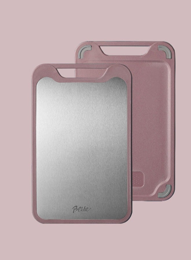 wowofa Cutting Board Two Sides Of Stainless Steel and Plastic Dual-purpose Multifunctional Cut Vegetables and Meat Chopping Board Pink - Image 1