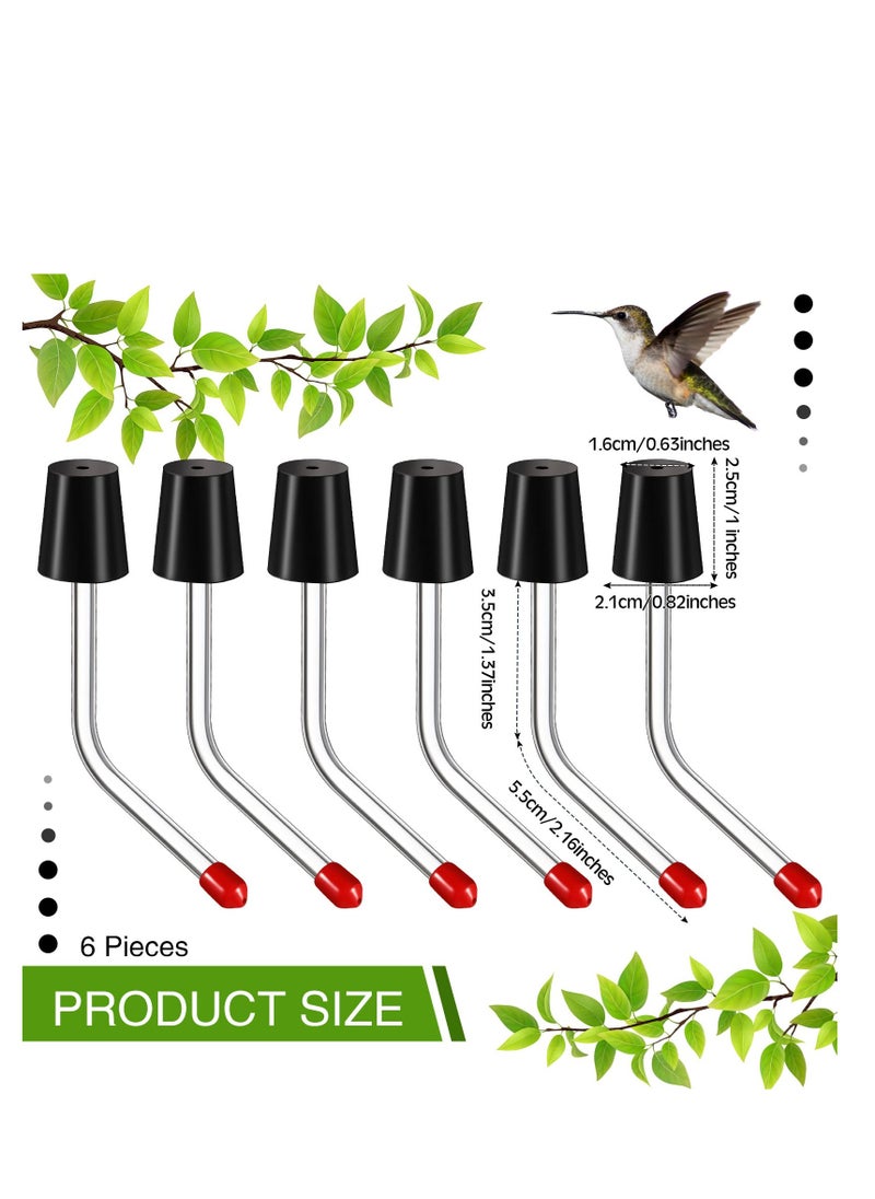 6 Hummingbird Feeder Tubes with Replacement Parts for Easy Garden Feeding Red Color