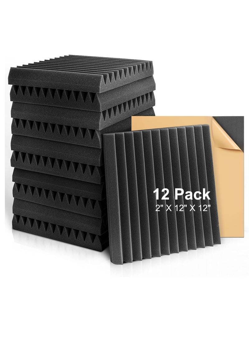 Acoustic Foam Panels, 2" X 12" X 12" Self-adhesive Acoustic Studio Wedge Tiles, Sound Panels wedges Soundproof Foam Padding Sound Insulation Absorbing Home and Office, 12 Pack, Black - pzsku/Z0DC8C44E69B786003950Z/45/_/1713492296/fbfcd51c-20ae-47c1-9720-3c3048435101