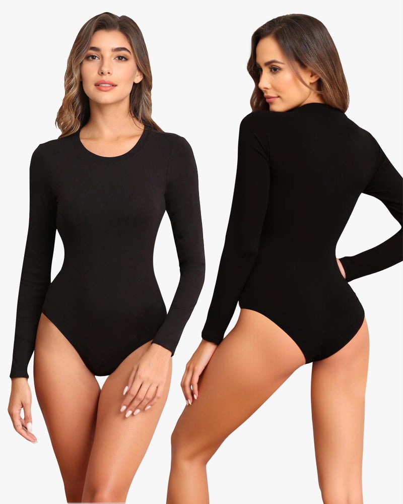 TVKSOM 4/5 Pack Long Sleeve Bodysuit for Women Round Neck Soft Breathable Casual Basic Stretchy Body Suits Tops - Image 3