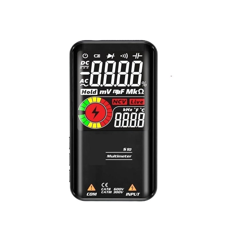 S10 Digital Multimeter 9999 Counts Color LCD Display DC AC Voltage Capacitor Ohm Diode NCV Hz Tester Black - Image 2