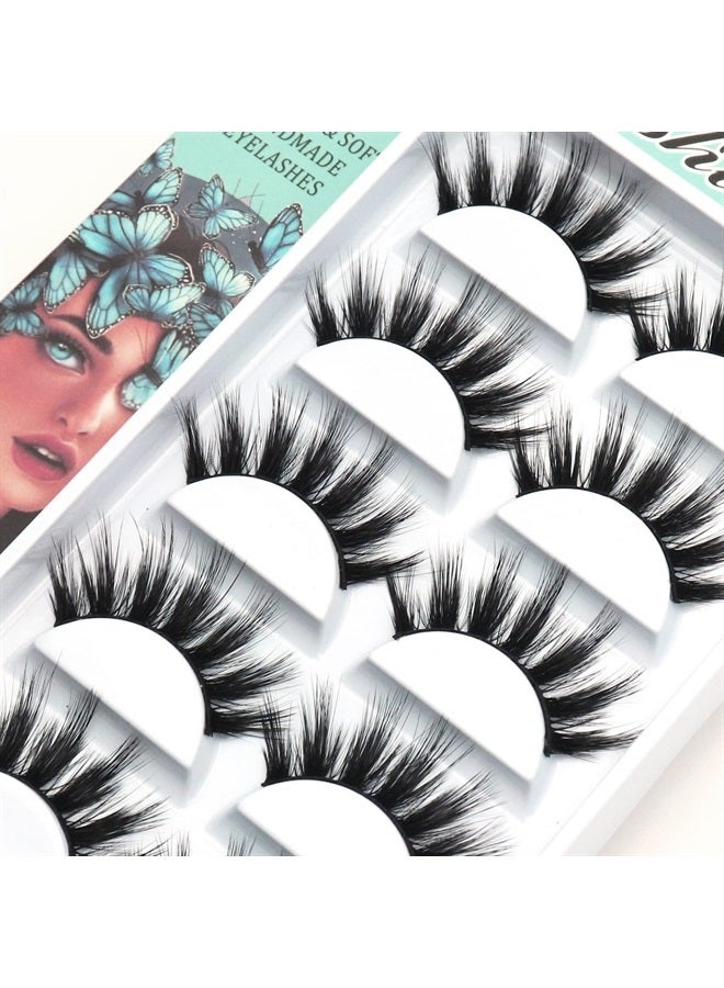 Veleasha Lashes 5D Faux Mink Lashes 100% Handmade Luxurious Fake Eyelashes Lightweight Fluffy False Eyelashes 5 Pairs Pack (Dubai) - Image 1