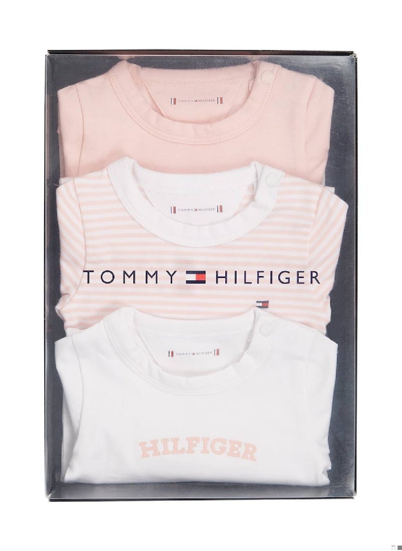 TOMMY HILFIGER Baby 3 Pack One Piece Bodysuit - Cotton, Pink  - Image 2