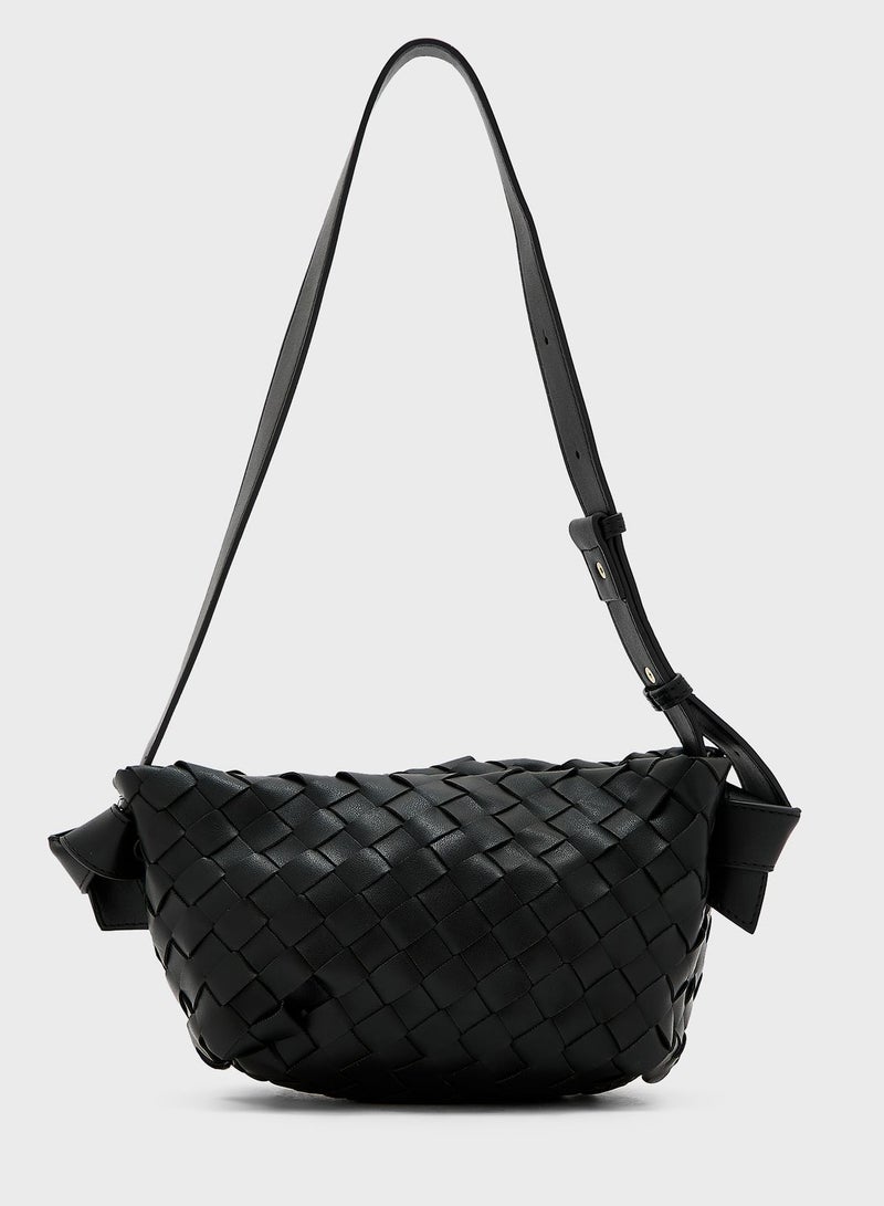 Weave Handbag With Shoulder Strap