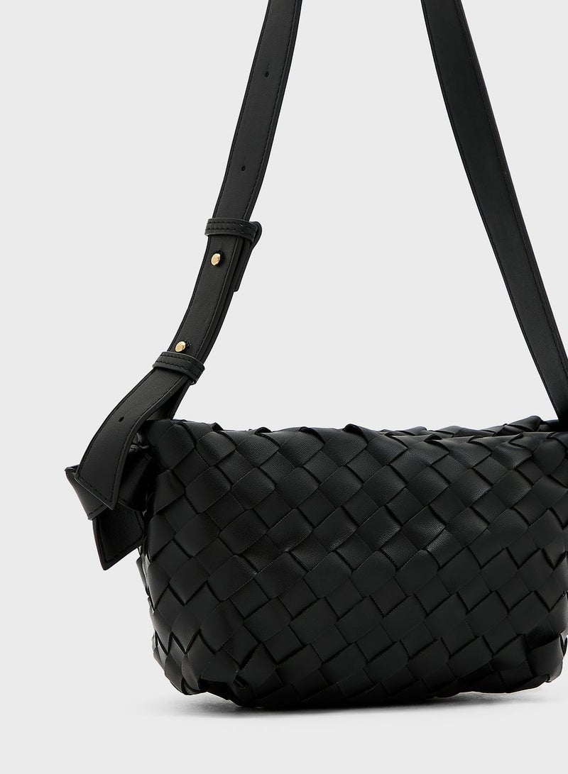 Weave Handbag With Shoulder Strap
