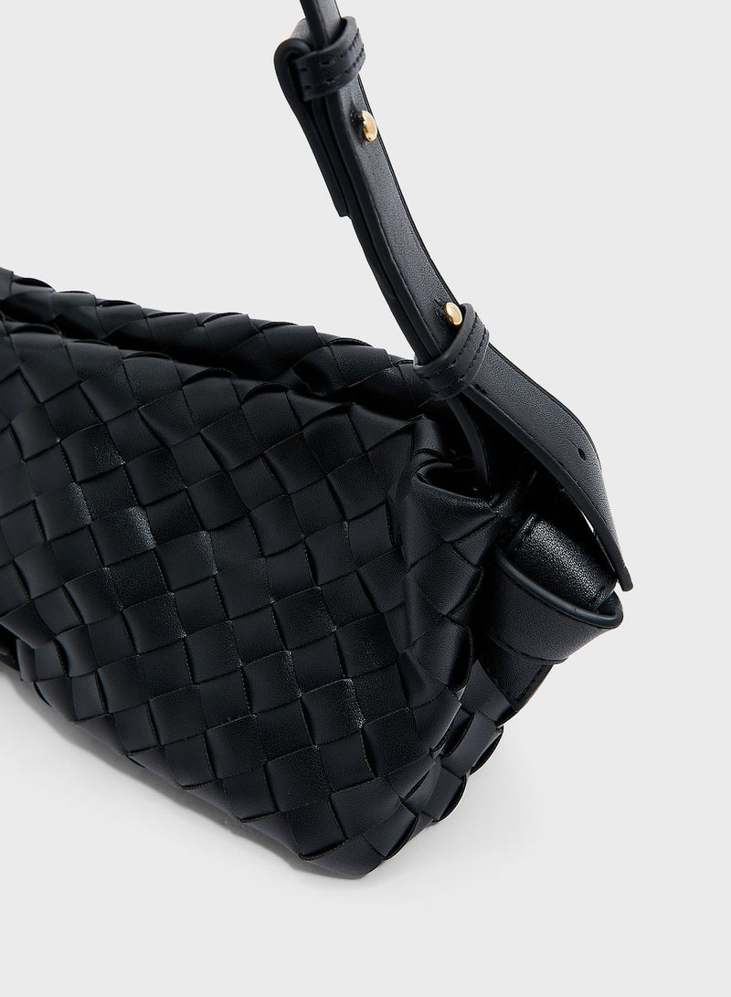 Weave Handbag With Shoulder Strap