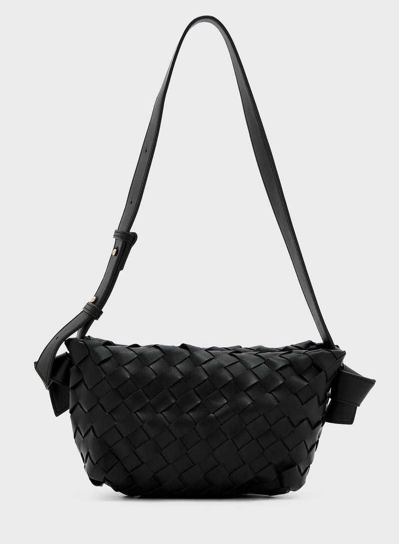 Weave Handbag With Shoulder Strap