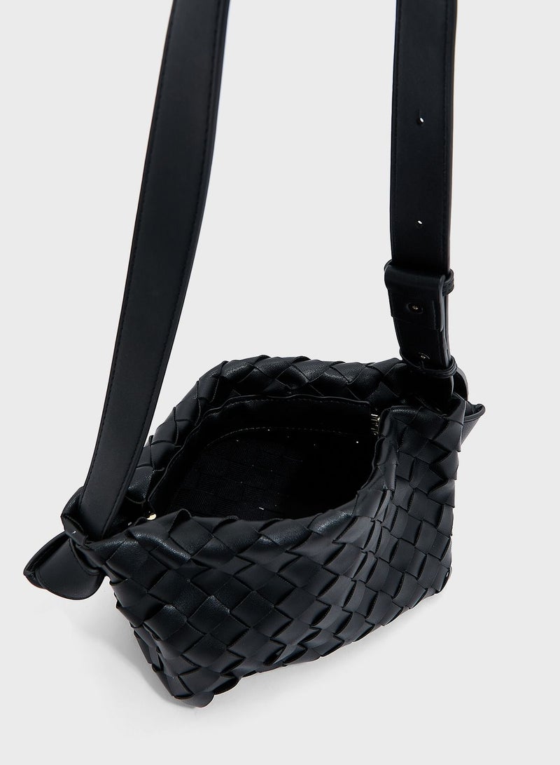 Weave Handbag With Shoulder Strap