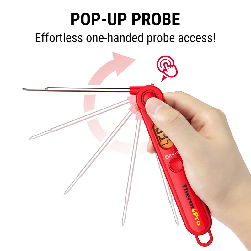 ThermoPro TP03B Digital Meat Thermometer for Cooking, Instant Read Thermometer with Backlight, Kitchen Food Thermometer for Grill Smoker BBQ Oil Deep Fry Candy Bread Coffee with Pop-up Meat Probe - Image 3