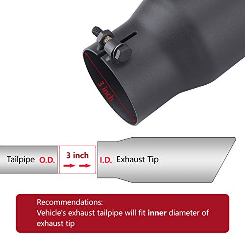LCGP فوهة العادم السوداء LCGP 3" مدخل، 3" × 4" × 12" فوهة عادم ديزل من الفولاذ المقاوم للصدأ، تركيب براغي عالمي - Image 3