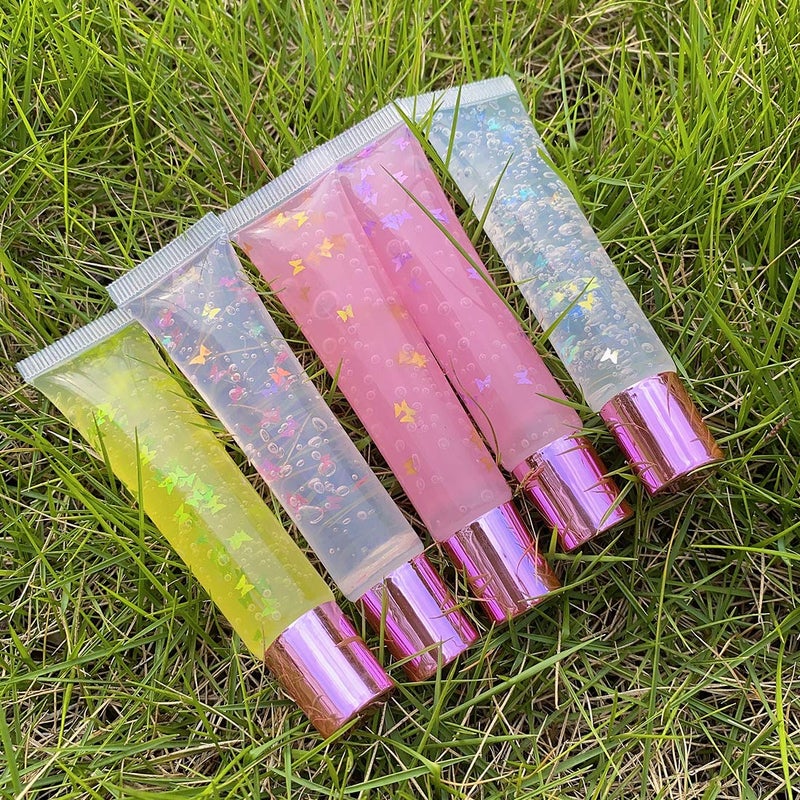 AJLTPA AJLTPA 50Pcs 15ml Lip Gloss Squeeze Tubes, Pink Purple Lip Gloss Containers Empty, Refillable Soft Clear Tubes for DIY Lipgloss Balm Cosmetic (Pink Purple)  - Image 4