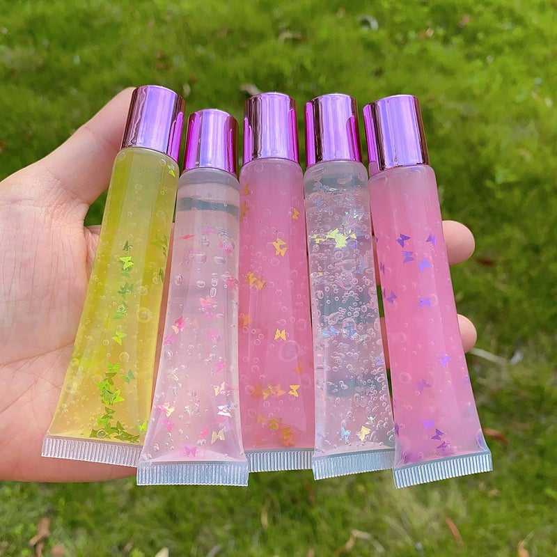 AJLTPA AJLTPA 50Pcs 15ml Lip Gloss Squeeze Tubes, Pink Purple Lip Gloss Containers Empty, Refillable Soft Clear Tubes for DIY Lipgloss Balm Cosmetic (Pink Purple)  - Image 3