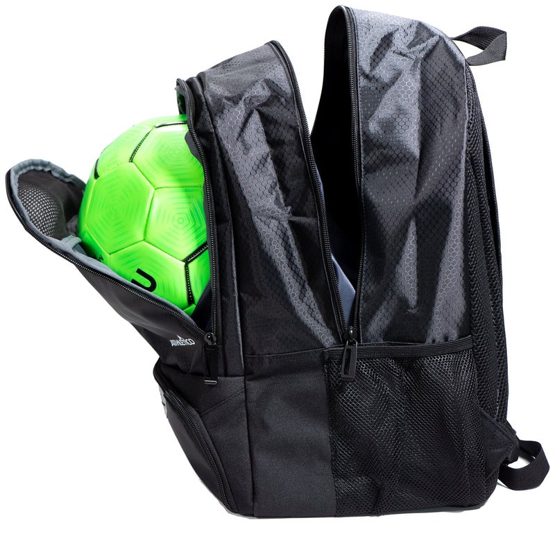 Athletico حقيبة كرة القدم للشباب من أثليتيكو - حقيبة ظهر لكرة القدم وحقائب لكرة السلة، الكرة الطائرة وكرة القدم | تشمل قسم منفصل للأحذية والكرة (أسود) - Image 5