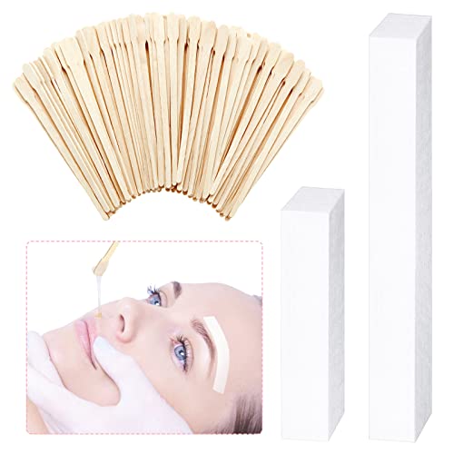 Leelosp 600 Pcs Waxing Kit Includes 400 Wax Paper Cloth Eyebrow Strips and 200 Wooden Smooth Applicator Sticks for Body Skin Hair RemovalWhite