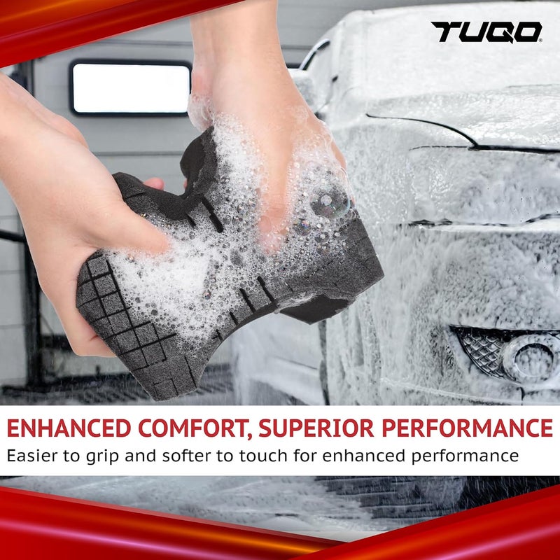 TUQO Ergonomic Diamond-Shaped Car Wash Sponge | Criss-Cross Pattern | Ultra-Soft Foam for Soap & Rinseless Wash | Ideal for Car Detailing & Cleaning – Model TQ456 - Image 4