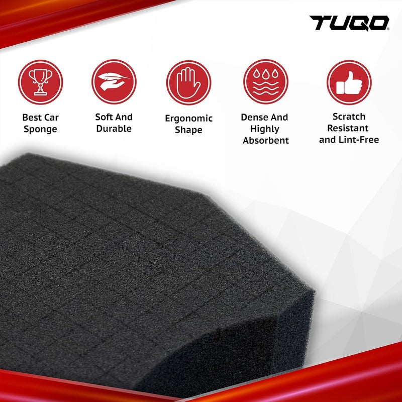 TUQO Ergonomic Diamond-Shaped Car Wash Sponge | Criss-Cross Pattern | Ultra-Soft Foam for Soap & Rinseless Wash | Ideal for Car Detailing & Cleaning – Model TQ456 - Image 5