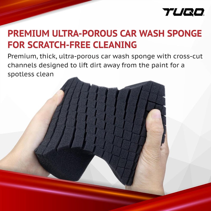 TUQO Ergonomic Diamond-Shaped Car Wash Sponge | Criss-Cross Pattern | Ultra-Soft Foam for Soap & Rinseless Wash | Ideal for Car Detailing & Cleaning – Model TQ456 - Image 3