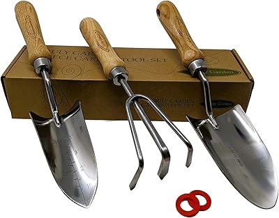 Truly Garden Truly Garden Classic 3 Piece Garden Hand Tool Set Made with Wooden Handle and Stainless Steel. Includes Large Trowel,  - Image 1