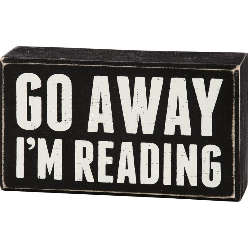Primitives by Kathy 19422 Box Sign  7"" x 4""  I'm Reading - Image 1