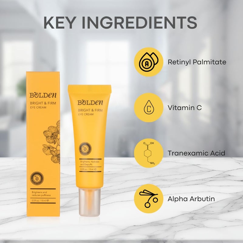 BOLDEN Bright & Firm Eye Cream | Under Eye Cream for Dark Circles & Puffiness | Hydrates and Improves Wrinkles | Fragrance Free | 0.5 Fl Oz - Image 5