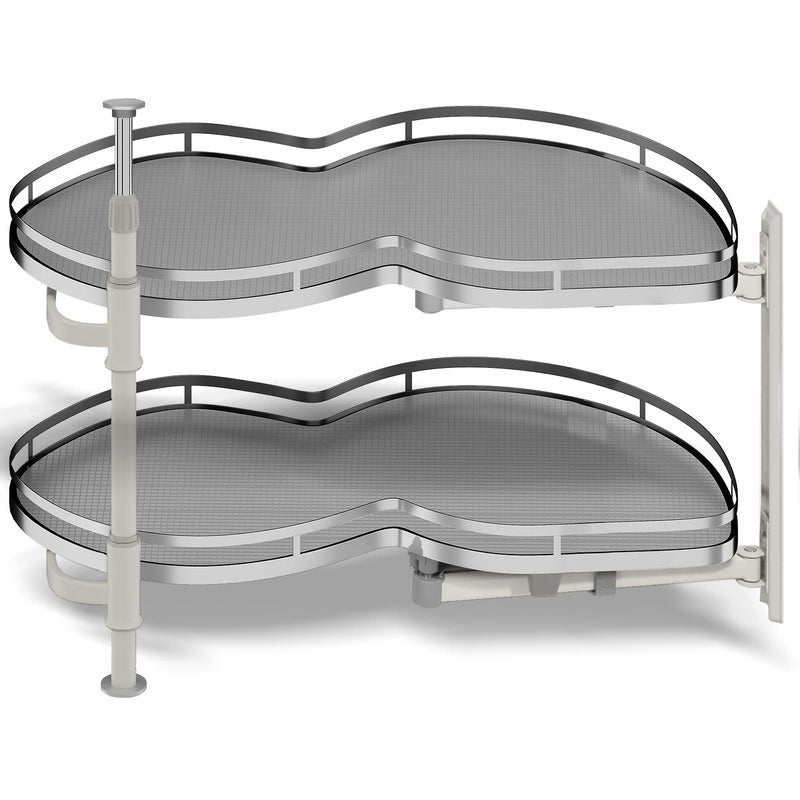 Kinchoix Blind Corner Cabinet Pull Out Organizer Soft Close Swing Right Pull Out Cabinet Organizer 36inch Corner Cabinet Lazy Susan for Corner Cabinet Blind Shelf 2 Tiers Tray Adjustable Height 