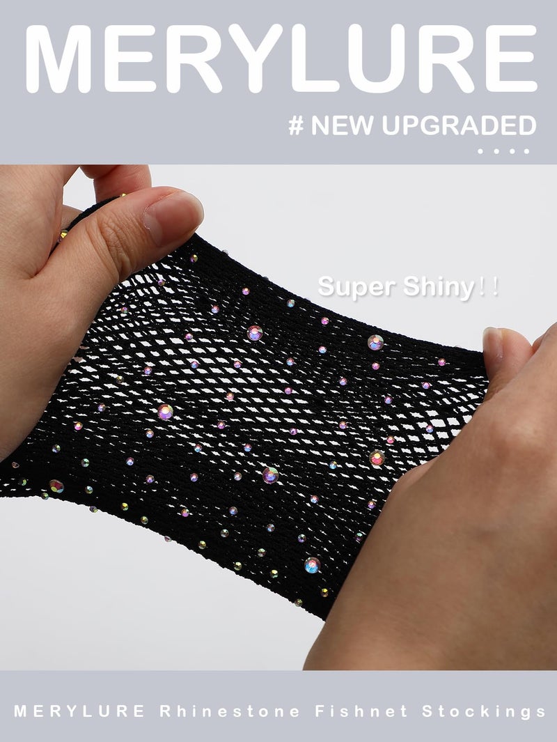 MERYLURE Indestructible Ultra Sparkly Tights for Women, Rhinestone Fishnet Party Stockings for Women, Jeweled Plus Size - Image 2