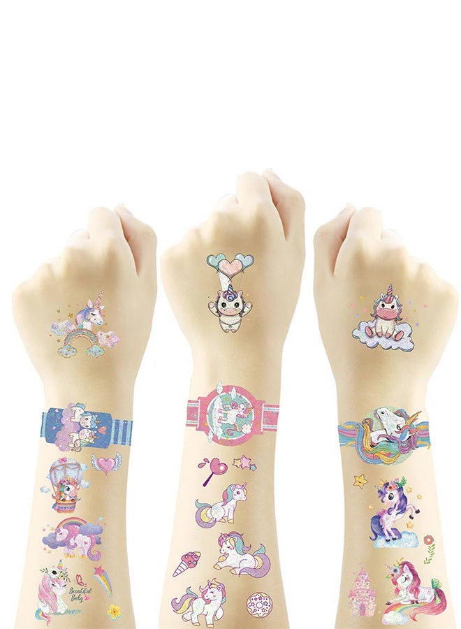 Lemon 10 Sheets  Unicorn Glitter Tattoos Kids,  Temporary Princess Mermaid Tattoos for Kids Girls Unicorn Tattoos Temporary Party Decorations Supplies Favors - Image 2