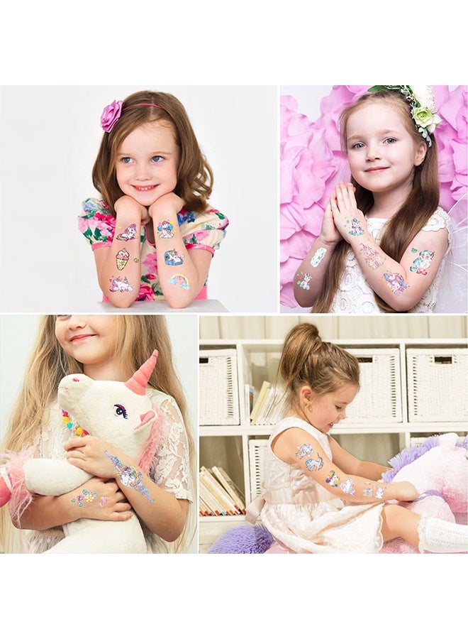 Lemon 10 Sheets  Unicorn Glitter Tattoos Kids,  Temporary Princess Mermaid Tattoos for Kids Girls Unicorn Tattoos Temporary Party Decorations Supplies Favors - Image 4