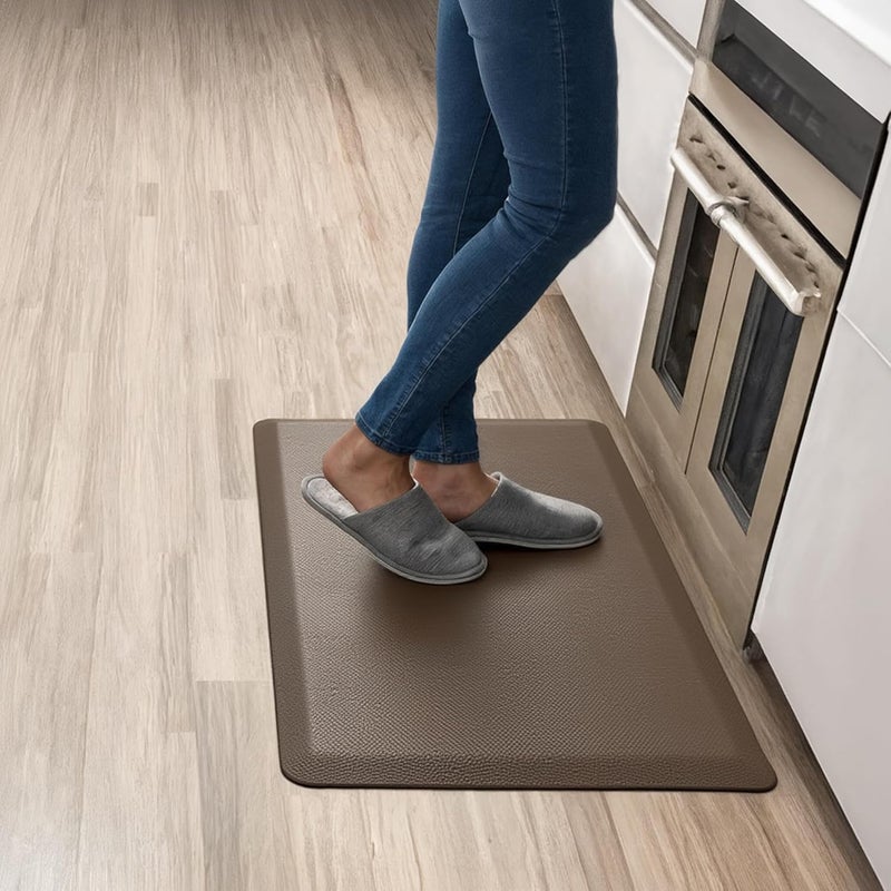 More Decor Anti Fatigue Kitchen Mats for Floor | Padded Kitchen Rugs | Non Slip, Cushioned Standing Desk Mat | Waterproof Floor Mat for Home and Office | 17.3" x 28" X 0.47", Brown, 1-Pack | More Décor - Image 1