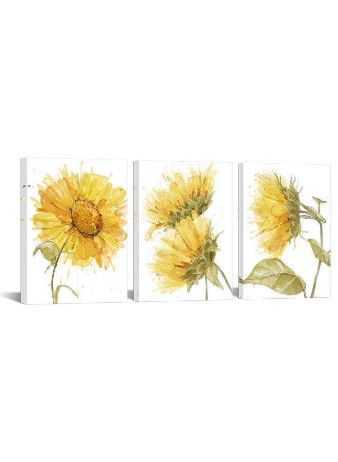 LevvArts LevvArts Watercolor Abstract Flower Canvas Wall Art Wild Sunflower Painting Picture Prints White and Yellow Bathroom Decorations (Yellow, Small)  - Image 1