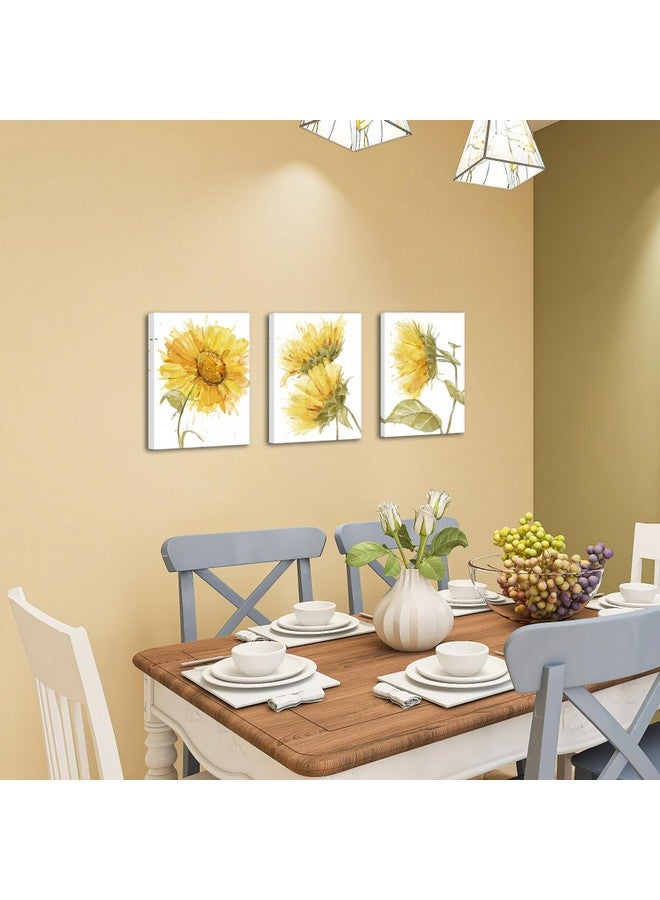 LevvArts LevvArts Watercolor Abstract Flower Canvas Wall Art Wild Sunflower Painting Picture Prints White and Yellow Bathroom Decorations (Yellow, Small)  - Image 5