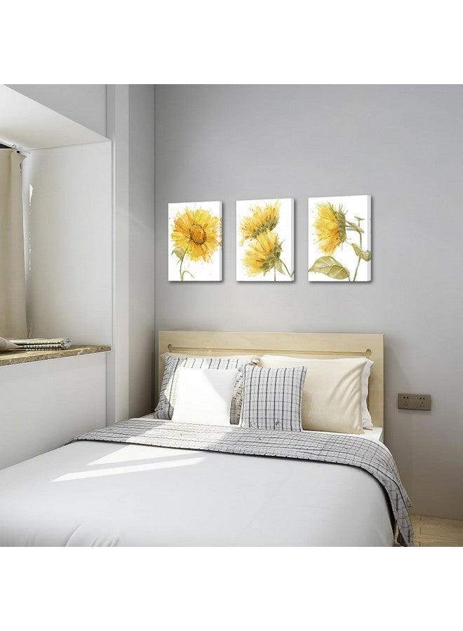 LevvArts LevvArts Watercolor Abstract Flower Canvas Wall Art Wild Sunflower Painting Picture Prints White and Yellow Bathroom Decorations (Yellow, Small)  - Image 4