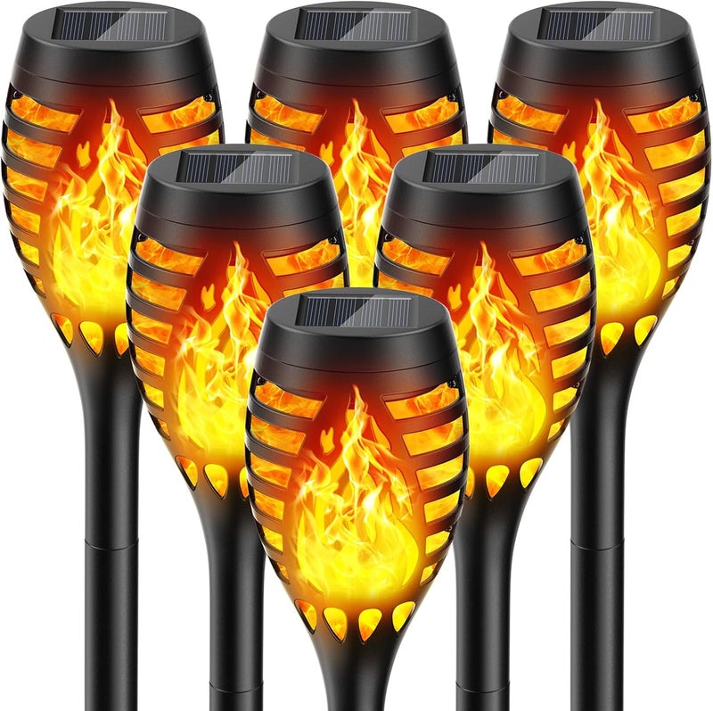 جليفار مصابيح شعلة تعمل بالطاقة الشمسية - مصابيح حديقة متوهجة - 96 مصباح LED، تصميم مقاوم للماء، تشغيل/إيقاف تلقائي من الغسق إلى الفجر، تأثير لهب زخرفي، إضاءة ممرات المناظر الطبيعية للفناء والفناء - Image 3