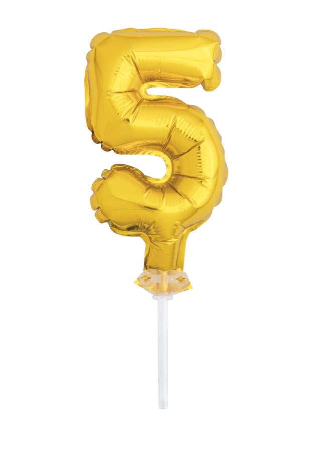 Unique 5" Gold Foil Balloon Cake Topper - 5