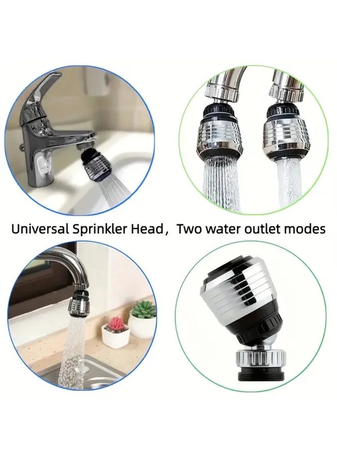 Silvery Water Saver Kitchen Sink Aerator 360 Rotatable Dual Spray Splash Reducing Leakproof - Image 4