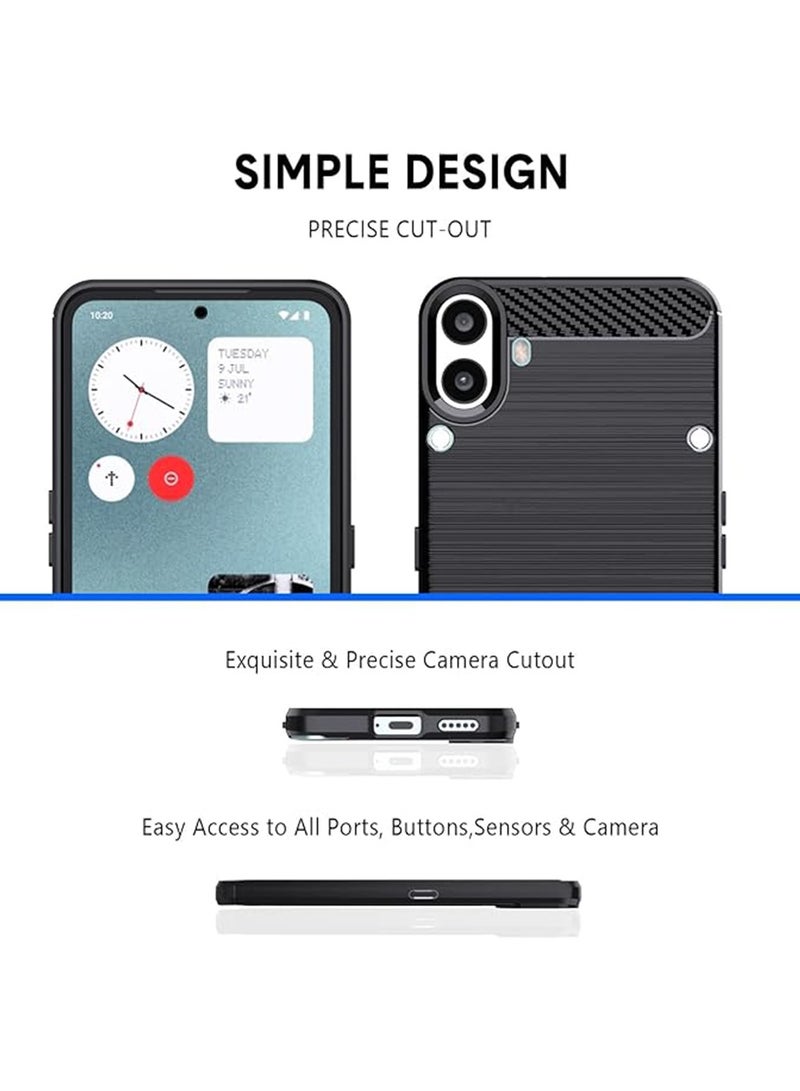 Nothing CMF Phone 1 Case,Flexible TPU [Brushed Texture] [Anti-Slip] Shockproof Protection Bumper Phone Cover,Slim Case Cover for Nothing CMF Phone 1,Black - Image 2