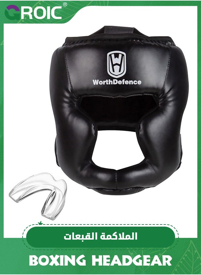 GROIC - Boxing Headgear, Boxing Helmet & Mouth Guard, Head Gear for MMA Kickboxing Karate Taekwondo Muay Thai Sparring & Training, Martial Arts Helmet, Fighting Sparring Headgear Fits Adults Youth Head Guard - Image 1