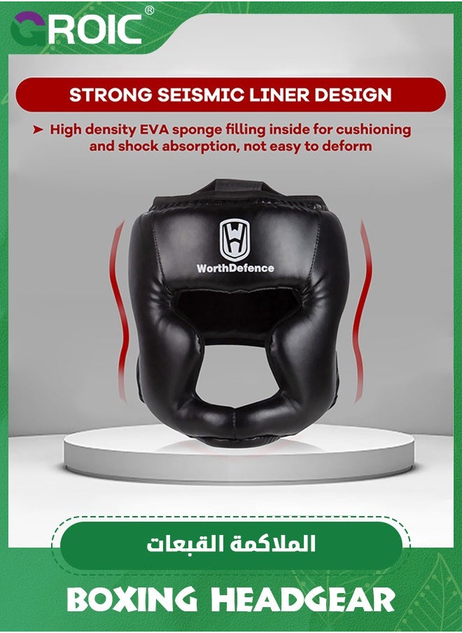 GROIC - Boxing Headgear, Boxing Helmet & Mouth Guard, Head Gear for MMA Kickboxing Karate Taekwondo Muay Thai Sparring & Training, Martial Arts Helmet, Fighting Sparring Headgear Fits Adults Youth Head Guard - Image 1