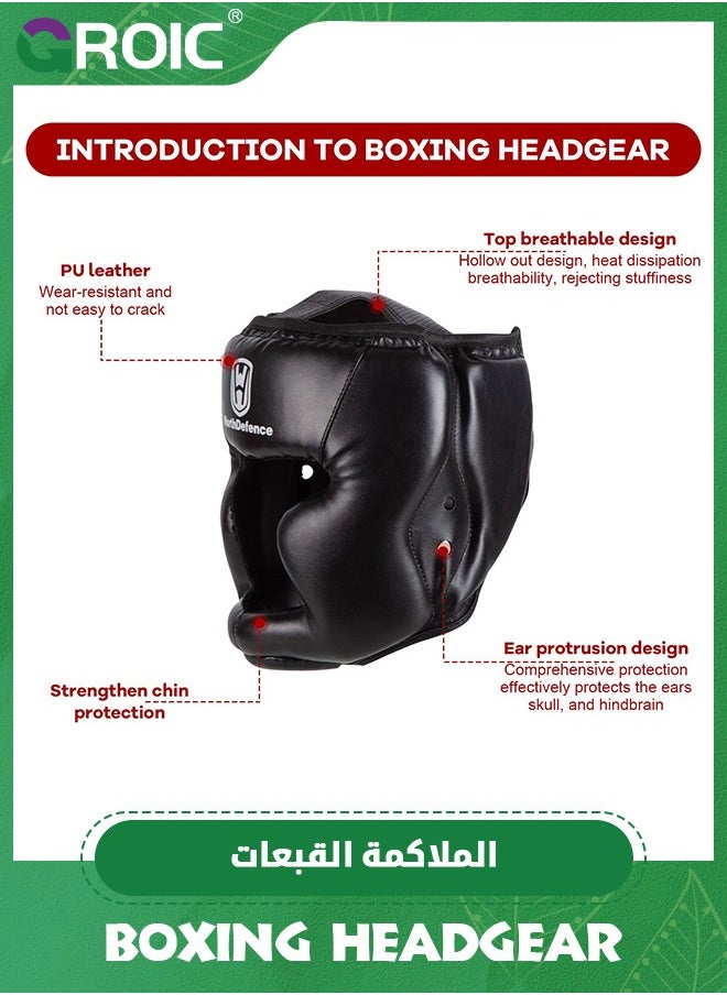 GROIC - Boxing Headgear, Boxing Helmet & Mouth Guard, Head Gear for MMA Kickboxing Karate Taekwondo Muay Thai Sparring & Training, Martial Arts Helmet, Fighting Sparring Headgear Fits Adults Youth Head Guard - Image 1