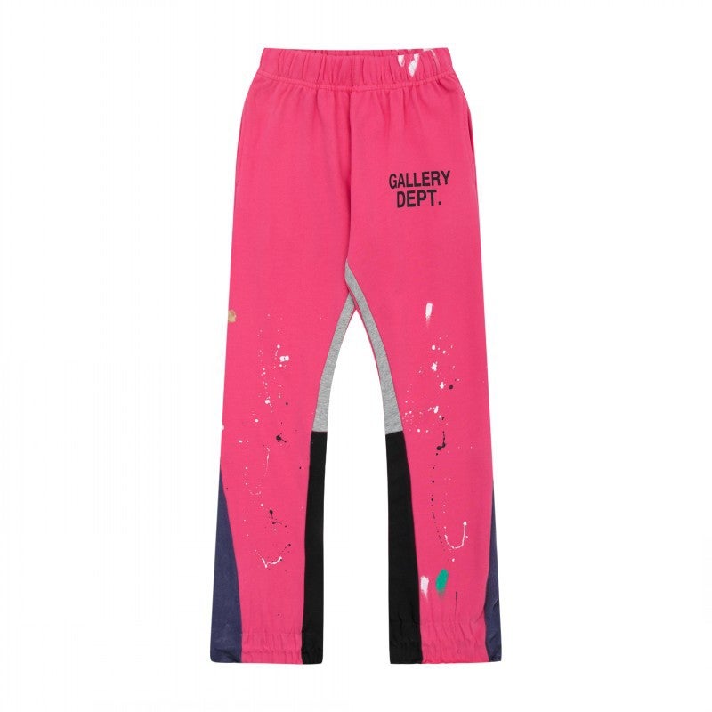 Gallery Dept Classic Hand-Painted Splash Ink Graffiti Printed Stitching Pure Cotton Pants Lovers Casual Trousers - Image 1