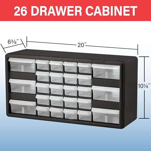 Akro-Mils 26-Drawer Plastic Drawer Storage Cabinet for Garage Organization, Bead Organizer, Building Bricks Storage, Teacher Toolbox, Makeup Organizer, 20" W x 6" D x 10" H, 10126 Black - Image 2